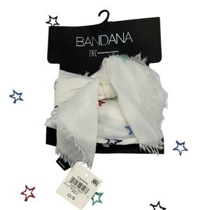 INC International Concepts Embroidered Stars Bandana - White - One size